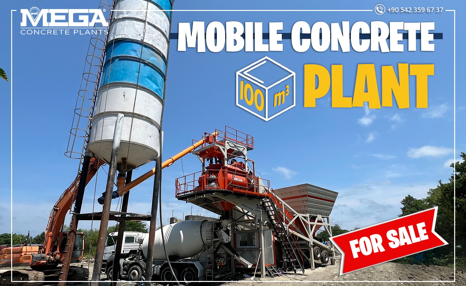 Mobile Concrete Batching Plant 100 cubic meter production capacity per hour
