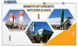A picture that says ''benefits of concrete batching plants''