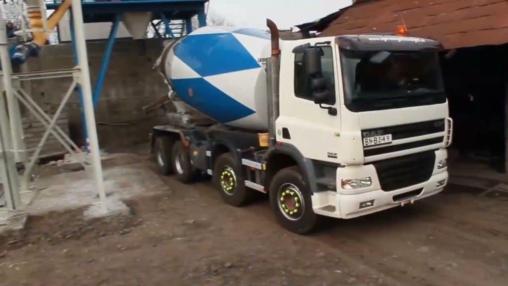 Concrete mixing transport truck